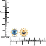 1.87 ct Genuine Blue Sapphire and White Diamond 14K Yellow Gold Earrings
