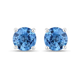 1.30 ct Genuine Blue Sapphire 14K White Gold Earrings