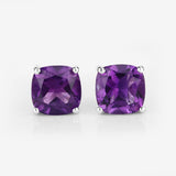 18K White Gold Plated 2.30 Carat Genuine Amethyst .925 Sterling Silver Earrings
