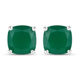 3.90 Carat Genuine Green Onyx .925 Sterling Silver Earrings