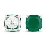 3.90 Carat Genuine Green Onyx .925 Sterling Silver Earrings