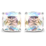 4.20ct.tw Crystal Rainbow Mystic Quartz .925 Sterling Silver Earrings