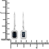 1.36 Carat Genuine Blue Sapphire and White Diamond 14K White Gold Earrings