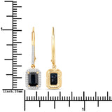 1.36 Carat Genuine Blue Sapphire and White Diamond 14K Yellow Gold Earrings