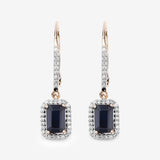 1.36 Carat Genuine Blue Sapphire and White Diamond 14K Yellow Gold Earrings