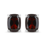 18K White Gold Plated 3.50 Carat Genuine Garnet .925 Sterling Silver Earrings