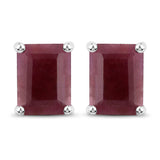 3.70 Carat Genuine Ruby .925 Sterling Silver Earrings