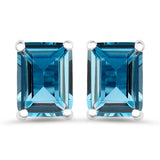 3.90 Carat Genuine London Blue Topaz .925 Sterling Silver Earrings