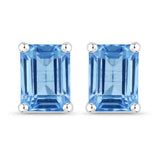 3.20 Carat Genuine Swiss Blue Topaz .925 Sterling Silver Earrings