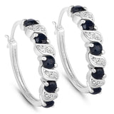 1.28 Carat Genuine Blue Sapphire and White Topaz .925 Sterling Silver Earrings