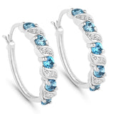 1.48 Carat Genuine London Blue Topaz and White Topaz .925 Sterling Silver Earrings
