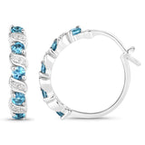1.48 Carat Genuine London Blue Topaz and White Topaz .925 Sterling Silver Earrings