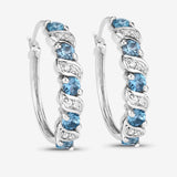 1.48 Carat Genuine London Blue Topaz and White Topaz .925 Sterling Silver Earrings