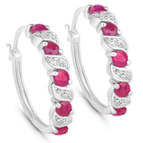 1.38 Carat Genuine Ruby and White Topaz .925 Sterling Silver Earrings