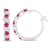 1.38 Carat Genuine Ruby and White Topaz .925 Sterling Silver Earrings