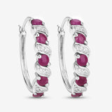 1.38 Carat Genuine Ruby and White Topaz .925 Sterling Silver Earrings