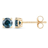 0.66 ct Genuine Blue Diamond 14K Yellow Gold Earrings for women