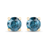 0.66 ct Genuine Blue Diamond 14K Yellow Gold Earrings