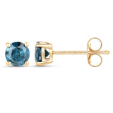 0.66 ct Genuine Blue Diamond 14K Yellow Gold Earrings