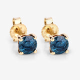 0.66 ct Genuine Blue Diamond 14K Yellow Gold Earrings