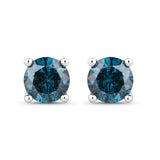 0.74 ct Genuine Blue Diamond 14K White Gold Earrings