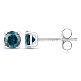 0.74 ct Genuine Blue Diamond 14K White Gold Earrings