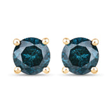 0.74 ct Genuine Blue Diamond 14K Yellow Gold Earrings