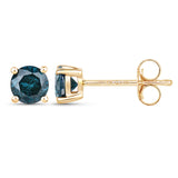 0.74 ct Genuine Blue Diamond 14K Yellow Gold Earrings