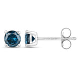 0.78 ct. Genuine Blue Diamond 14K White Gold Earrings