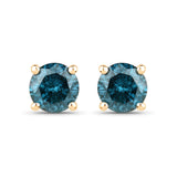 0.78 Carat Genuine Blue Diamond 14K Yellow Gold Earrings