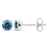 0.82 ct Genuine Blue Diamond 14K White Gold Earrings