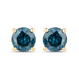 0.82 ct Genuine Blue Diamond 14K Yellow Gold Earring