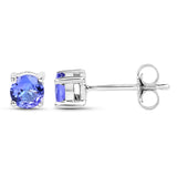 0.74 ct. Genuine Tanzanite 14K White Gold Earrings