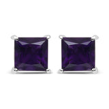 2.00 Carat Genuine Amethyst .925 Sterling Silver Earrings