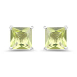 2.00 Carat Genuine Peridot .925 Sterling Silver Earrings