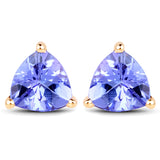 1.29 Carat Genuine Tanzanite 14K Yellow Gold Earrings