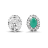 0.86 Carat Genuine Emerald & White Topaz .925 Sterling Silver Earrings