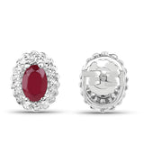 1.00 Carat Glass Filled Ruby and White Topaz .925 Sterling Silver Earrings