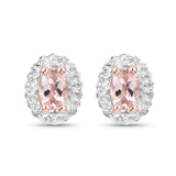 0.74 Carat Genuine Morganite and White Topaz .925 Sterling Silver Earrings
