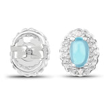 1.10 Carat Genuine Swiss Blue Topaz & White Topaz .925 Sterling Silver Earrings