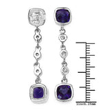 3.84 Carat Genuine Amethyst & White Topaz .925 Sterling Silver Earrings