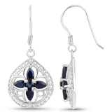 2.24 Carat Genuine Blue Sapphire .925 Sterling Silver Earrings