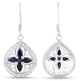 2.24 Carat Genuine Blue Sapphire .925 Sterling Silver Earrings