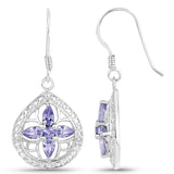 1.88 Carat Genuine Tanzanite .925 Sterling Silver Earrings