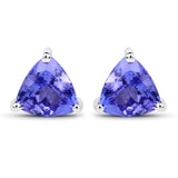 0.86 Carat Genuine Tanzanite 14K White Gold Earrings