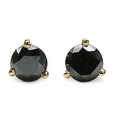 14K Yellow Gold Plated 0.83 Carat Genuine Black Diamond .925 Sterling Silver Earrings
