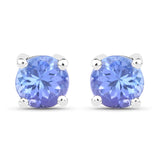 1.30 ct. Genuine Tanzanite .925 Sterling Silver Earrings