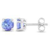 1.30 ct. Genuine Tanzanite .925 Sterling Silver Earrings