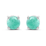 1.50 ct. Emerald .925 Sterling Silver Earrings