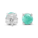 1.50 ct. Emerald .925 Sterling Silver Earrings
